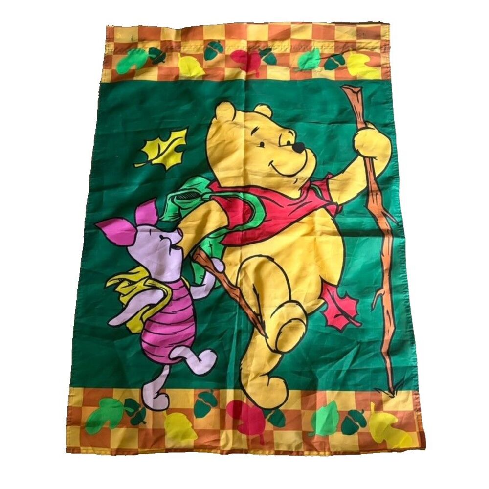 Disney Winnie the Pooh Outdoor Flag Fall Leaves Piglet